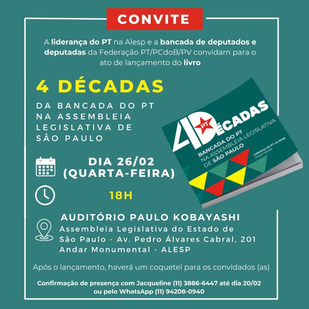 Livro resgata as quatro décadas da bancada do PT na Alesp